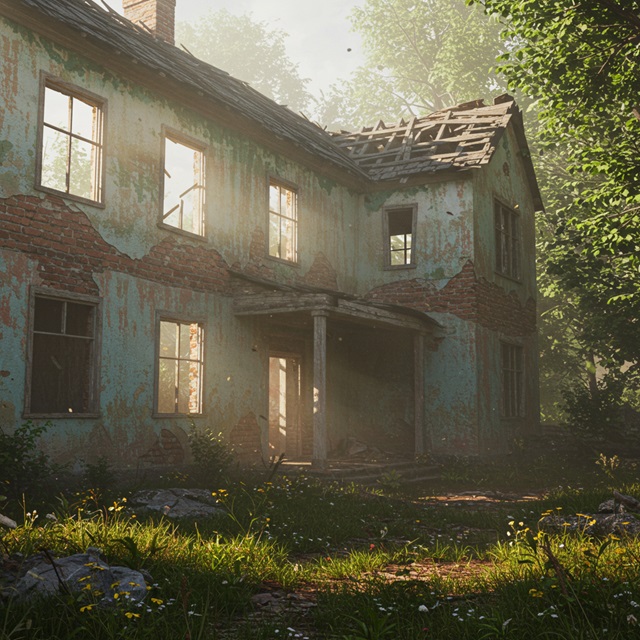 An image of an old, abandoned house